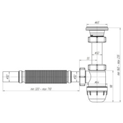 Siphon Flex für Waschtisch/Waschbecken Flaschensiphon Ablaufgarnitur 1 1/4" 32ø - BV-SP1006 - 2