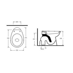 Belvit Stand WC Manhattan Grau Abgang Boden mit Softclose-Deckel - BV-EW3001+BV-DE0014 - 3