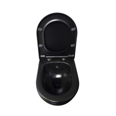 Belvit Spülrandloses Hänge-WC mit Taharet-/Bidetfunktion und Softclose-Deckel schwarz matt