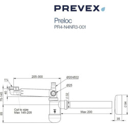 PREVEX Preloc Universal-Platzspar-Siphon für Badwaschbecken | aus recyceltem Kunststoff - PR4-N4NR3-001 - 2