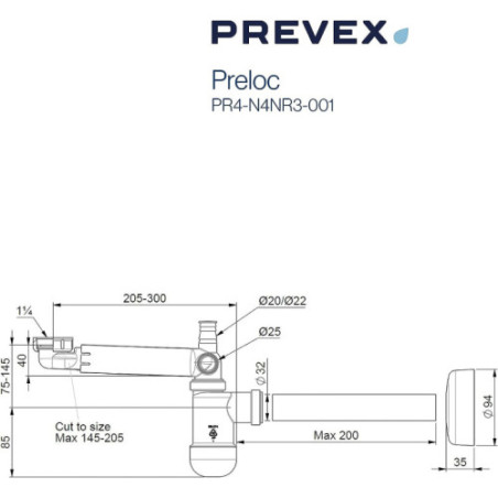 PREVEX Preloc Universal-Platzspar-Siphon für Badwaschbecken | aus recyceltem Kunststoff