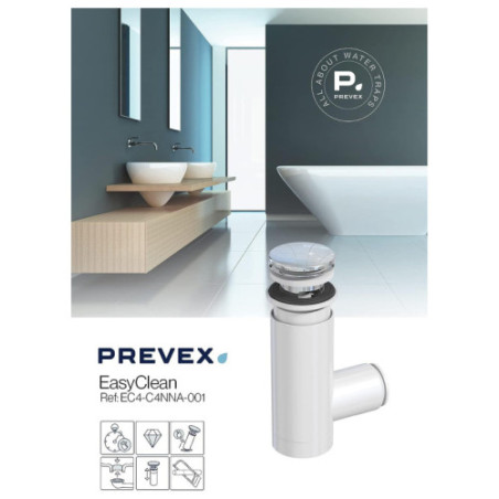PREVEX Easyclean Siphon mit verchromtem Pop-Up für Waschbecken | aus recyceltem Kunststoff
