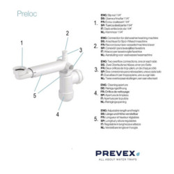 PREVEX Preloc Sifon für Waschbecken / Badezimmer, platzsparender Universal-Siphon | aus recyceltem Kunststoff - PR4-N4NNA-005 - 1