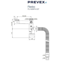 PREVEX Flexloc Universal-Platzspar-Siphon für Küchenspüle, flexibles Ablaufrohr | aus recyceltem Kunststoff - FL1-N2NF4-007 - 3