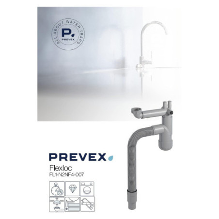 PREVEX Flexloc Universal-Platzspar-Siphon für Küchenspüle, flexibles Ablaufrohr | aus recyceltem Kunststoff