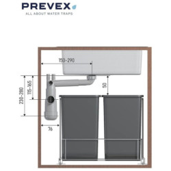 PREVEX Flexloc Siphon 1 1/2" mit 2 Anschlüssen für Küchenspülen/Becken Recyclet - FL2-N2NF4-006 - 4