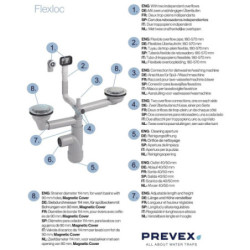 PREVEX Flexloc Siphon, platzsparend, universal, komplett für Küchenspülen/Spülbecken | aus recyceltem Kunststoff - FL2-D9CNA-003 - 1
