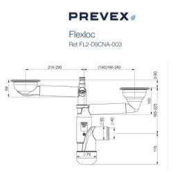 PREVEX Flexloc Siphon, platzsparend, universal, komplett für Küchenspülen/Spülbecken | aus recyceltem Kunststoff - FL2-D9CNA-003 - 2