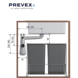 PREVEX Flexloc Siphon, platzsparend, universal, komplett für Küchenspülen/Spülbecken | aus recyceltem Kunststoff - FL2-D9CNA-003 - 3