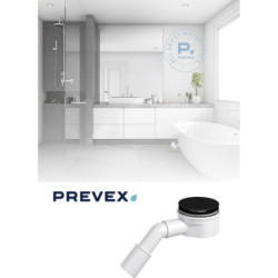 PREVEX Showerloc flacher Ablaufgarnitur mit Siphon, mattschwarzer Abdeckung für Duschkabinen und Duschwannen mit von oben zugä - SSL-D9L-004 - 5