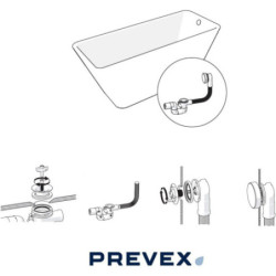 PREVEX Bathloc Ab- und Überlaufgarnitur, Ablaufventil mit Stopfen und Seilzugbedienung für das Bad, flexibler Überlauf und 40 - BBL-R5R45-001 - 4