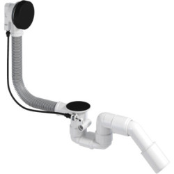 Bathloc Ab- und Überlaufgarnitur, Ablaufventil mit Stopfen und Seilzugbedienung für das Bad, flexibler Überlauf und 40/50 mm  - BBL-R5R45-002 - 0