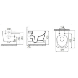 Creavit Design RimOff Hänge WC mit Taharet Edelstahl-Düse (Bidet) Weiß - EG321-00CB00E-0005 - 3