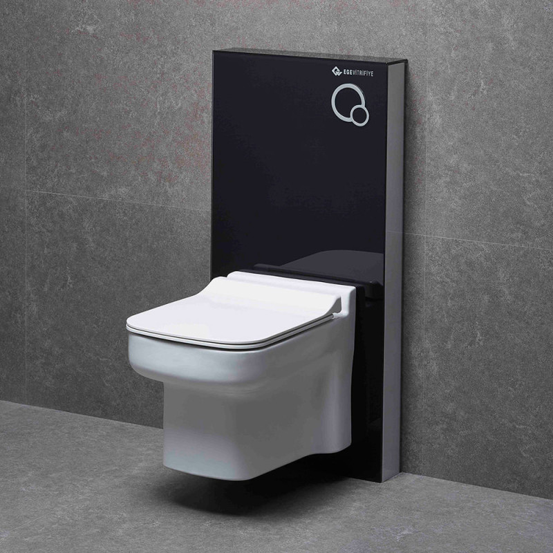 Belvit Schwarzglas Sanitärmodul für Wand-WC / Hänge WC
