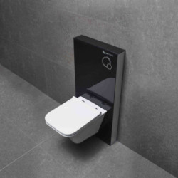 Belvit Schwarzglas Sanitärmodul für Wand-WC / Hänge WC - BV-VR7002 - 1
