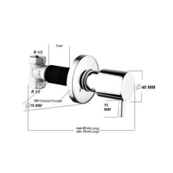 UP 1/2 Zoll Unterputz Absperrventil Taharet Bidet Dusch Tuvalet Messing Creavit - AC90L - 3