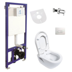 Hänge Dusch WC Taharet Bidet Toilette Vorwandelement Spülkasten + Ventil + AC90L - B-AL5508Komplett - 0