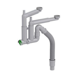 Prevex Smartloc Halb-Siphon 1½" für Spüle mit Anschlüssen für Waschmaschine & Geschirrspüler, flexibles Rohr - SL2-N2NF4-002 - 0