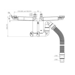 Prevex Smartloc Halb-Siphon 1½" für Spüle mit Anschlüssen für Waschmaschine & Geschirrspüler, flexibles Rohr - SL2-N2NF4-002 - 1