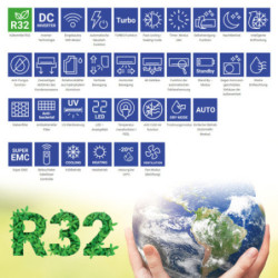 AUX Split Klimaanlage Inverter Klimagerät 12000 BTU R32 WiFi 3,4 kW A++ Klima - ACMONO12000_KIT - 6