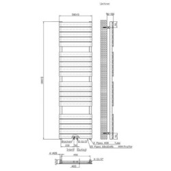 Badheizkörper/Handtuchheizkörper Paneel Mittelanschluss weiß 1800x500 936 Watt - BFRW1800500 - 1