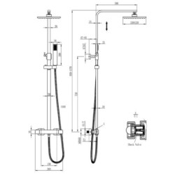 Aloni Duschbrause inkl. Thermostat eckig  - OPT2 - 4