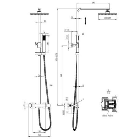 Aloni Duschbrause inkl. Thermostat eckig 