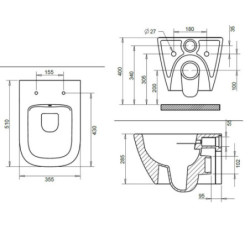 Belvit Komplettset Design Hänge WC + Softclose Deckel + Vorwandelement - BV-HW4001Komplettset - 6