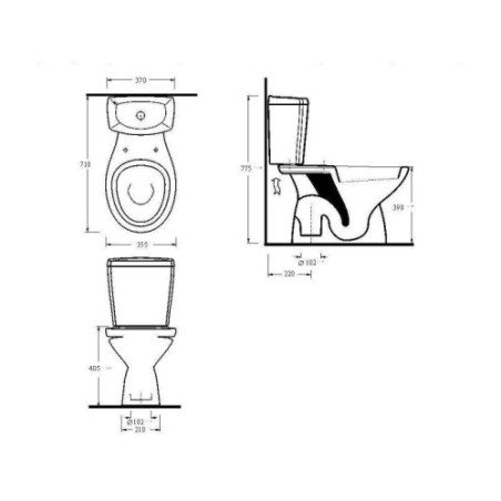 Stand-WC mit Keramik-Spülkasten und Softclose WC-Sitz Senkrecht Boden