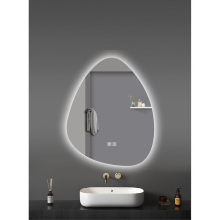 Aloni LED-Spiegel mit Beleuchtung Wandspiegel Single-Touch-Schalter Anti-Kondensation 80x60 cm