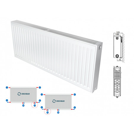 Belrad Type 22 Universal radiator valve radiators Center connection with 8 connections 500 x 1000 (HXB) -1494W