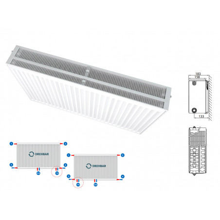 Belrad Type 33 Universal radiator valve radiators Center connection with 8 connections 500 x 1600 (HXB) -3290W