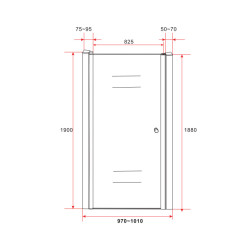 Aloni shower door / niche door shower clear glass 100 cm 6 mm 97-101 x 1900mm - CR043-100 - 1