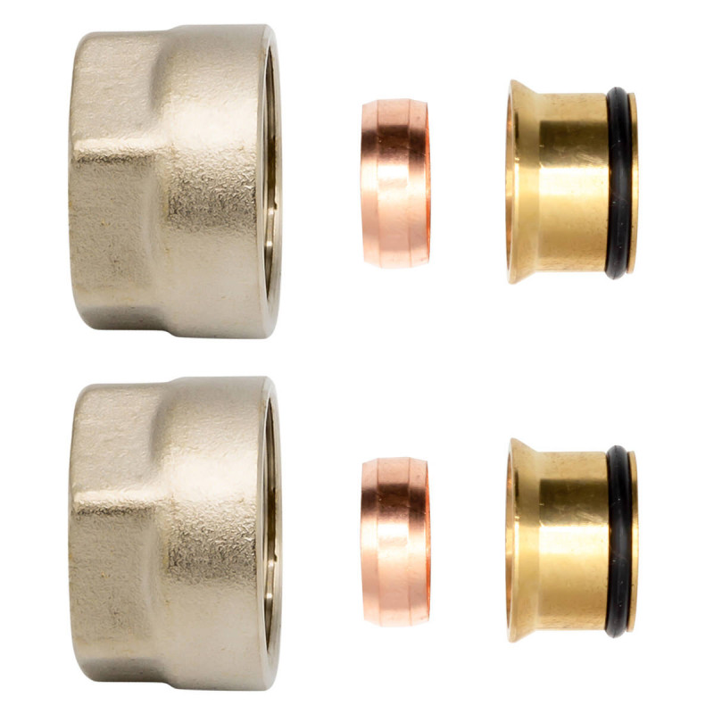 2x clamping screw fitting brass nickel plated 3/4 "for copper pipes Euroconus 15mm - BLR215M - cover