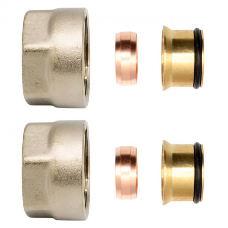 2x clamping screw fitting brass nickel plated 3/4 "for copper pipes Euroconus 15mm