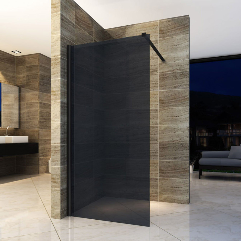 Aloni Eco Walk- in showerhead made of smoke glass black 8 mm (BXH) 800 x 2000 mm