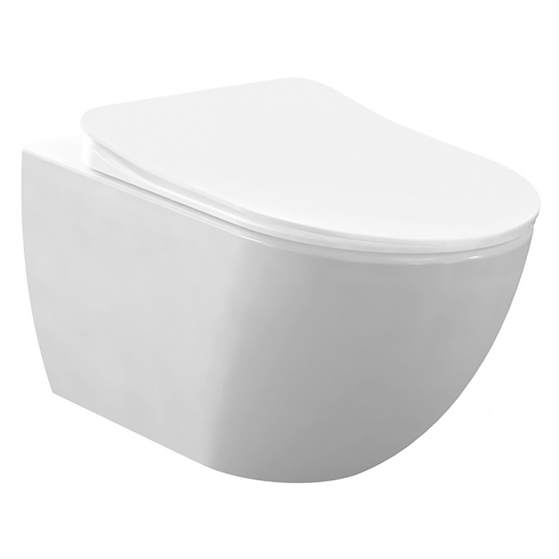 Spülrandloses Hänge WC aus Sanitärkeramik mit Soft-Close Duroplast-WC-Sitz - B_FE322.001+AL0411 - cover