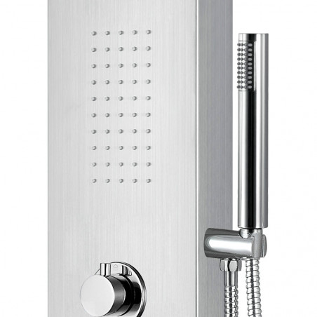 Aloni shower panel with hand shower and thermostat chrome