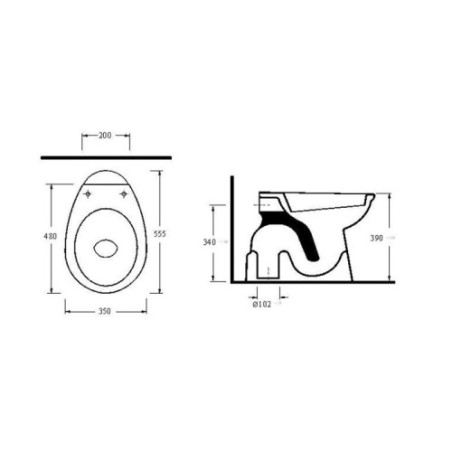 Stand-WC Tiefspüler Abgang Boden Senkrecht Toilette WC Bahama Beige