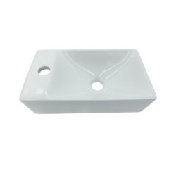 Aloni Handwaschbecken Keramik Weiß Armaturenloch Links - 421A-L - 1