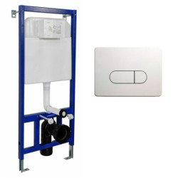 Belvit Trockenbau Vorwandelement, Montageelement für Wand-WC mit Betätigungsplatte - BV-VR2001+BV-DP1001 - 0