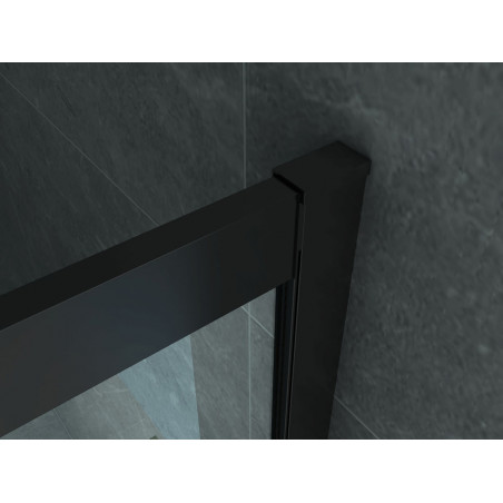 Aloni Duschkabine Eckeinstieg mit Schiebetüren Rahmen Schwarz Matt 80x80x195 cm