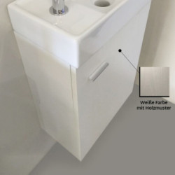 Weiß Waschplatz Waschbecken Schrank + Spiegel WC Gäste Toilette Badmöbel klein - MF-40LBYZ - 1