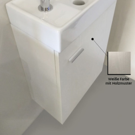 Weiß Waschplatz Waschbecken Schrank + Spiegel WC Gäste Toilette Badmöbel klein