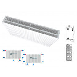 Belrad Type 33 Universal radiator valve radiators Center connection with 8 connections 400 x 1800 (HXB) -3080W - M334001800 - 0