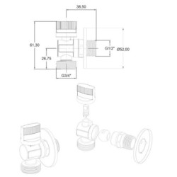 Eckventil Kugelhahn Anschlussventil für Waschmaschine Spülmaschine 1/2x3/4 Zoll - TM69120 - 1
