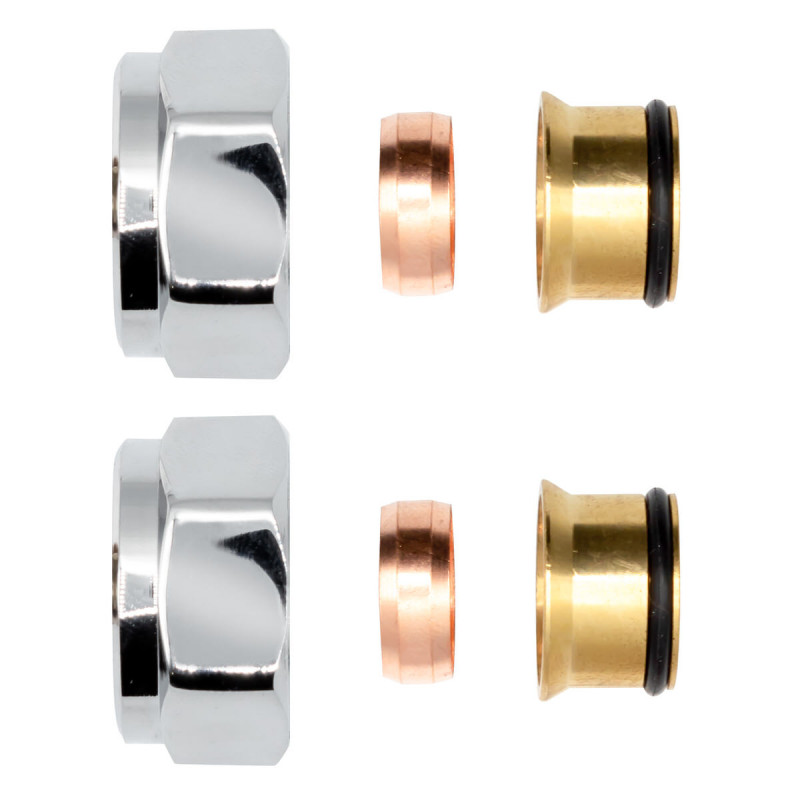 2 x clamping ring fitting brass chrome 3/4 "for copper pipes Euroconus 15mm