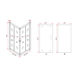 Aloni shower cubicle corner entry frame black matt (BXBxH) 900 x 900 x 1900 mm - CR-B9090 - 4