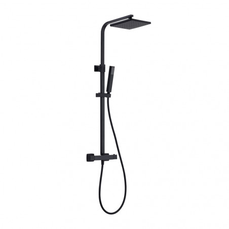 Thermostat shower set with head shower hand shower square black