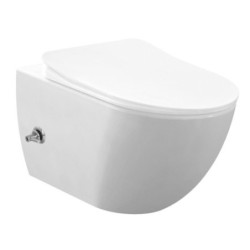 Creavit Design RimOff Hänge WC Weiß mit Taharet/Bidet/Dusch-WC Funktion und integrierter Warm- /Kaltwasserarmatur - FE322-34CB00E-0004 - 0